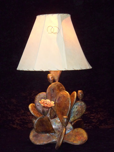 Natural Copper Flowering Cactus Lamp